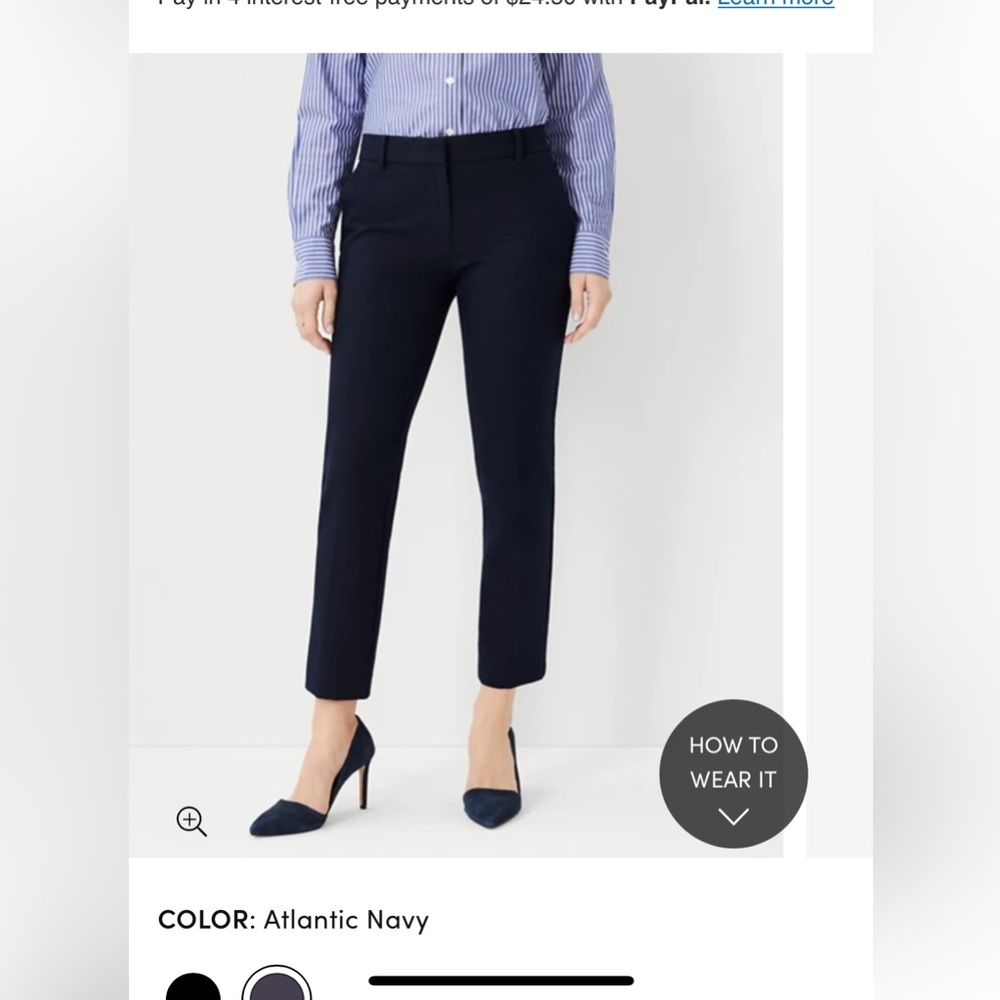 Ann Taylor Curvy Fit Ankle Pant- Navy (Size 10 Curvy)